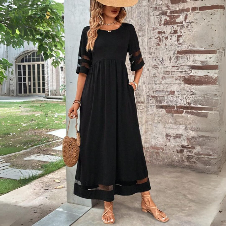Silvy™ | Elegant Mesh Sleeve Dress