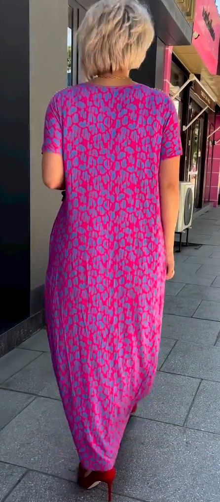Raven - Spring Chic Printed Maxi Dress with Pockets