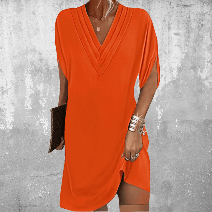 Anelia™ | Elegant Half Sleeve V-Neck Dress