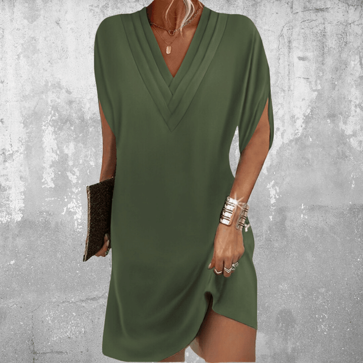 Anelia™ | Elegant Half Sleeve V-Neck Dress