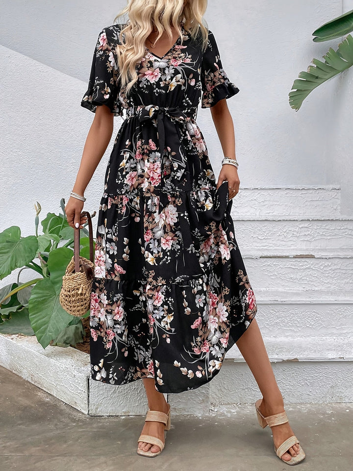 Rainn - Floral Flounce Sleeve Dress