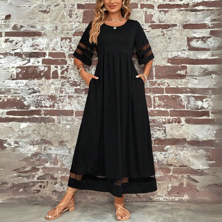 Silvy™ | Elegant Mesh Sleeve Dress