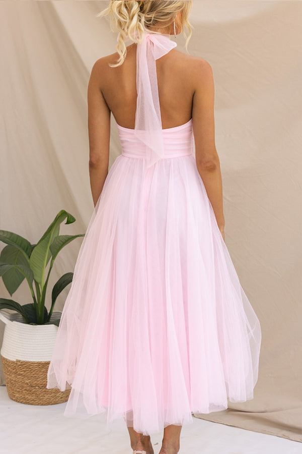 Pearlina - Sleek Mesh High Neck Dress
