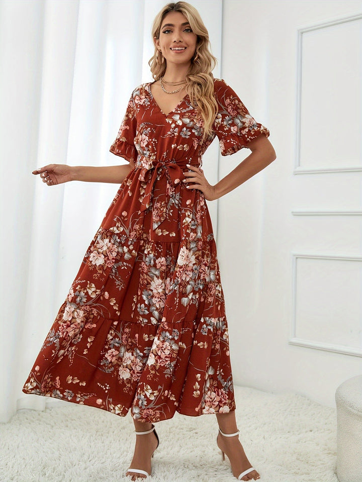 Rainn - Floral Flounce Sleeve Dress