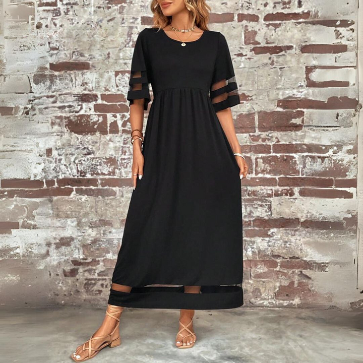 Silvy™ | Elegant Mesh Sleeve Dress