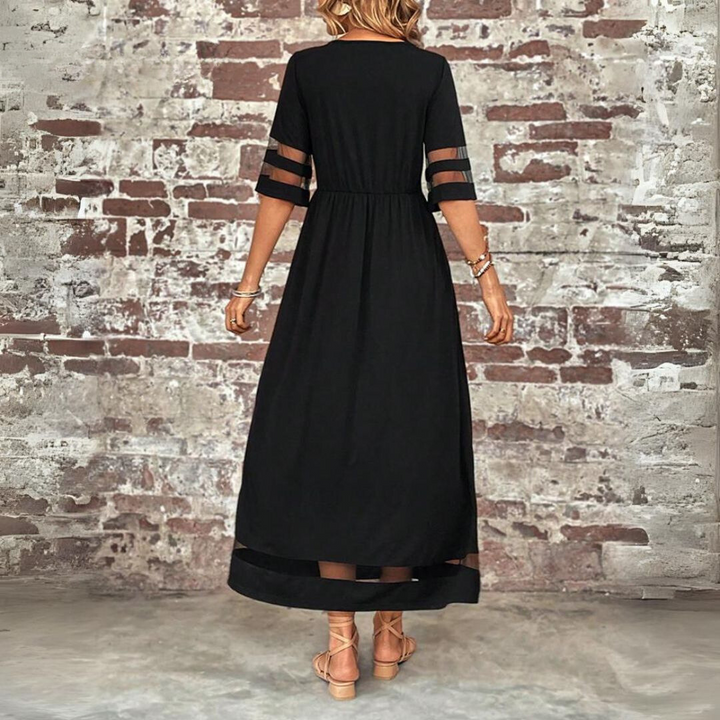 Silvy™ | Elegant Mesh Sleeve Dress