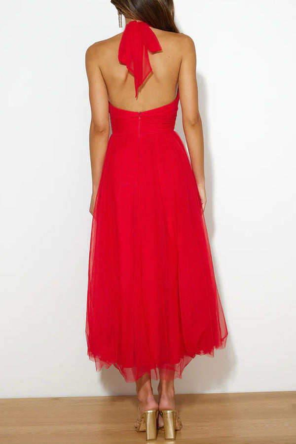 Pearlina - Sleek Mesh High Neck Dress