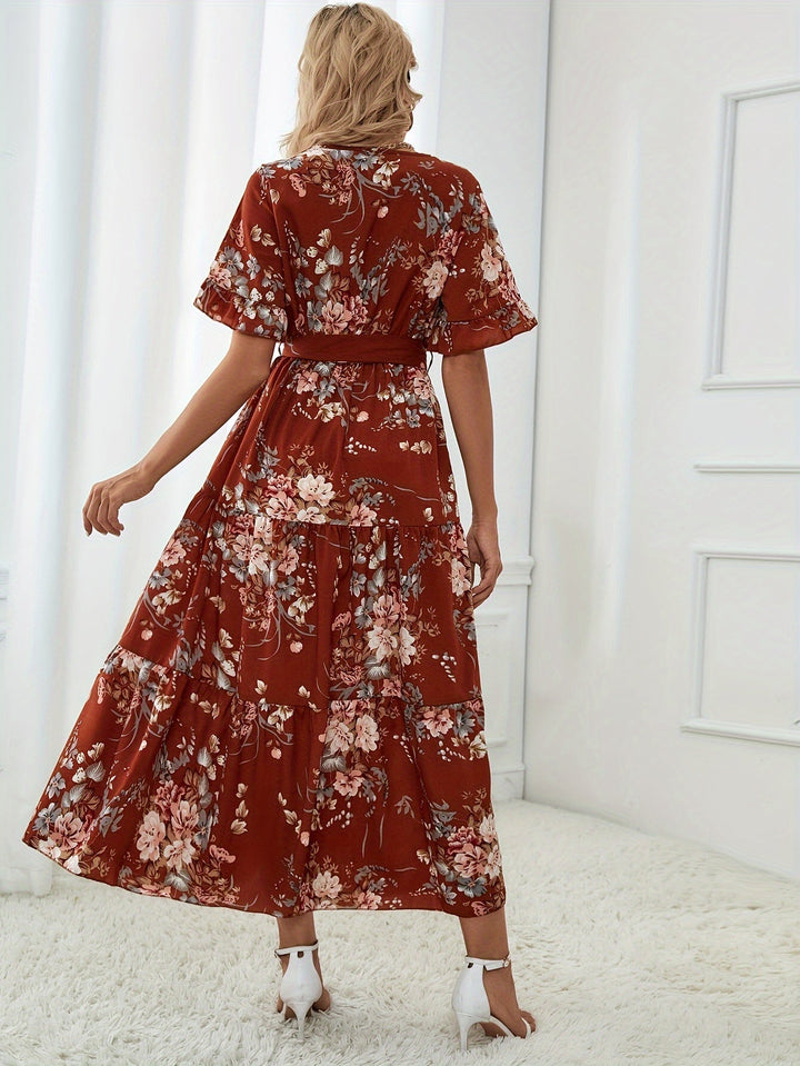 Rainn - Floral Flounce Sleeve Dress