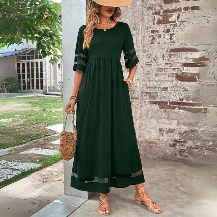 Silvy™ | Elegant Mesh Sleeve Dress