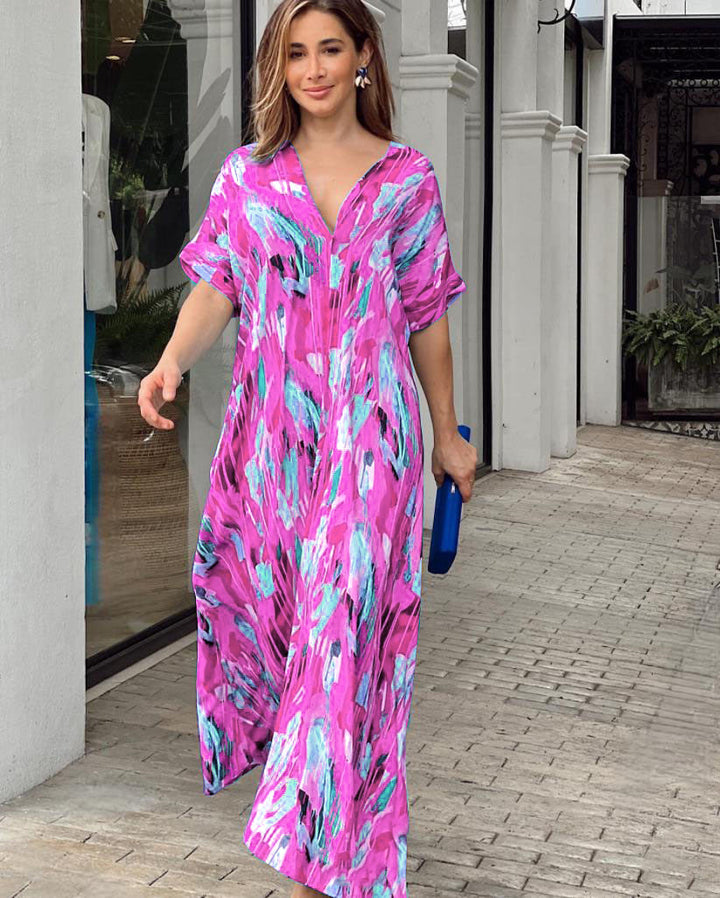 Out of stock- Camille - Vibrant Abstract Dress