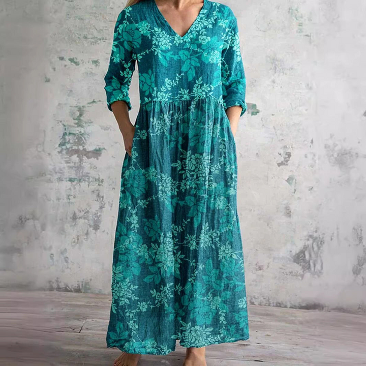 Ivory - Floral Whimsy Boho Maxi Dress