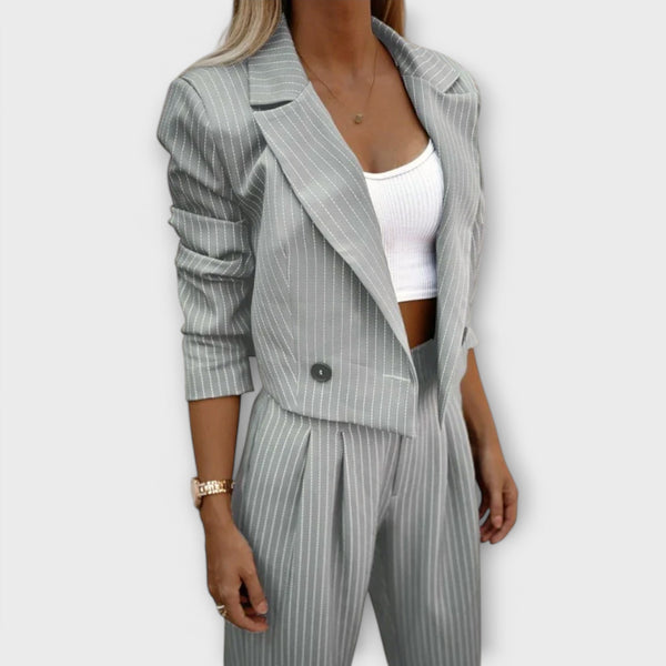 Narya™ | Elegant Striped Set with Jacket and Pants