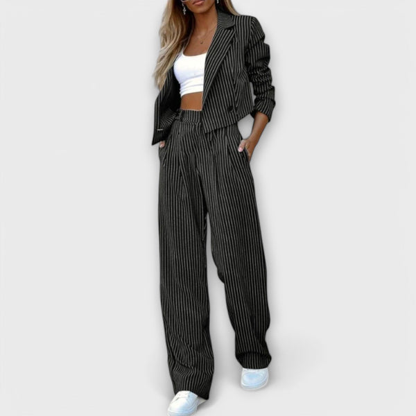 Narya™ | Elegant Striped Set with Jacket and Pants