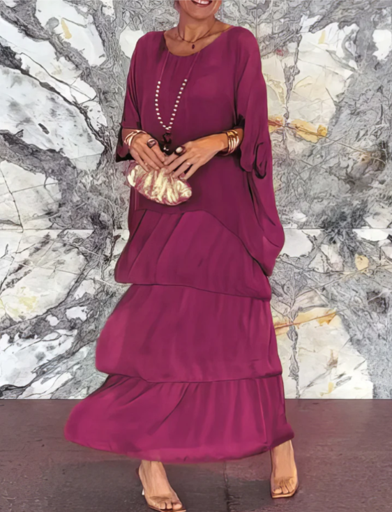 Leona™ | Loose Crew Neck Maxi Dress