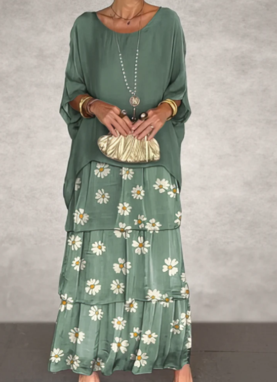 Leona™ | Loose Crew Neck Maxi Dress