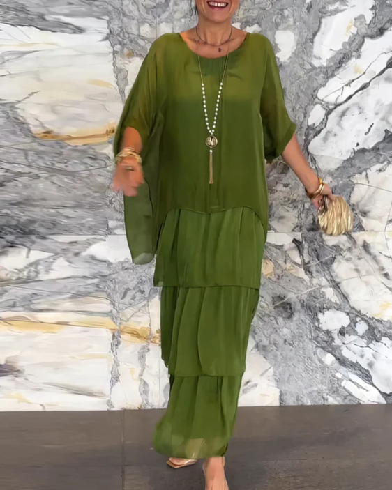 Leona™ | Loose Crew Neck Maxi Dress