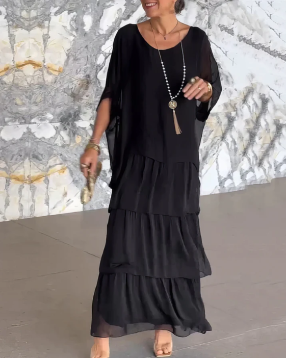 Leona™ | Loose Crew Neck Maxi Dress