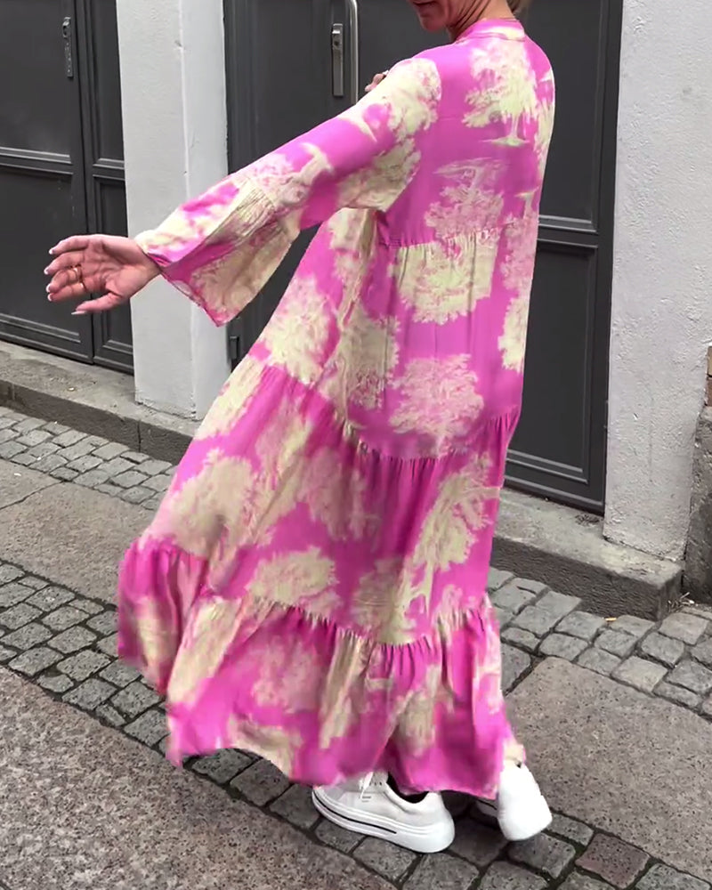 Giavanna - Casual Flared Sleeve Long Printed Dress