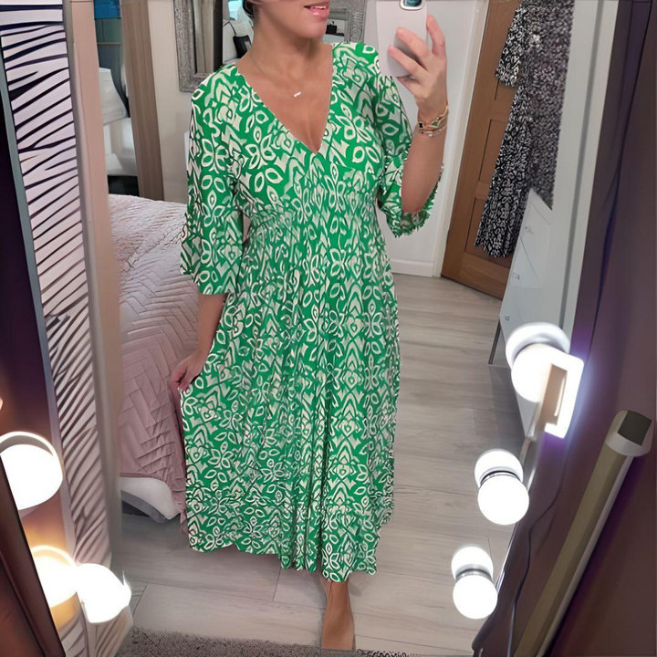 Malina - Summer Flare Sleeve Long Beach Dress