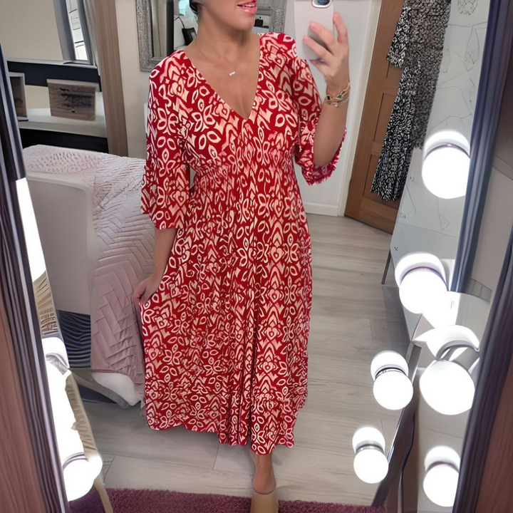 Malina - Summer Flare Sleeve Long Beach Dress