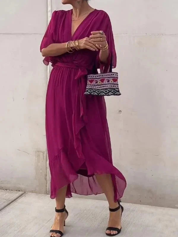 Ramilya™ | V-Neck Chiffon Dress