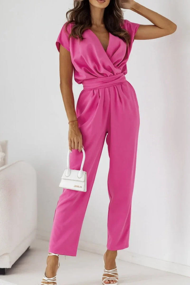 Maryana™ | Short Sleeve V-Neck Jumpsuit