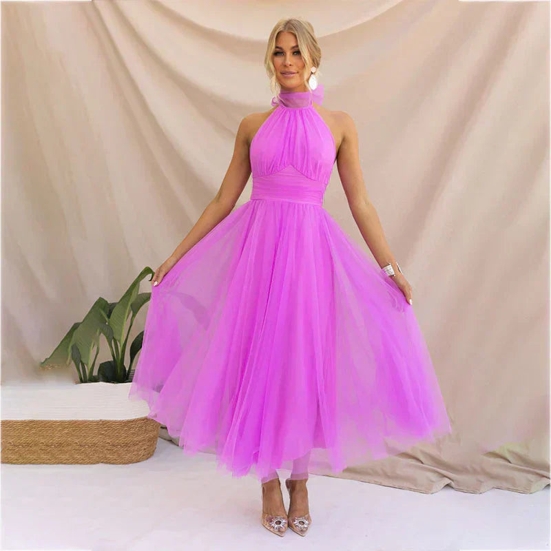 Pearlina - Sleek Mesh High Neck Dress