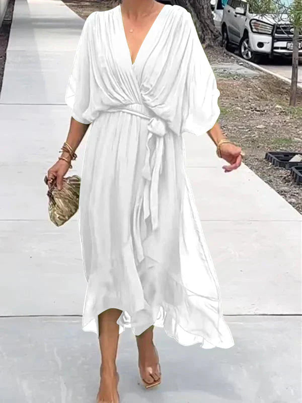 Ramilya™ | V-Neck Chiffon Dress