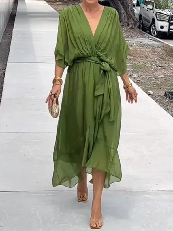 Ramilya™ | V-Neck Chiffon Dress