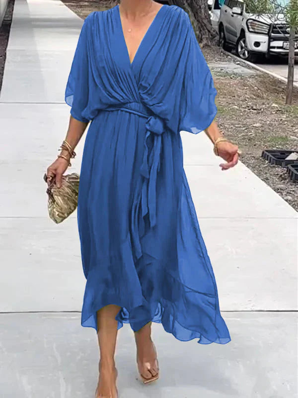 Ramilya™ | V-Neck Chiffon Dress