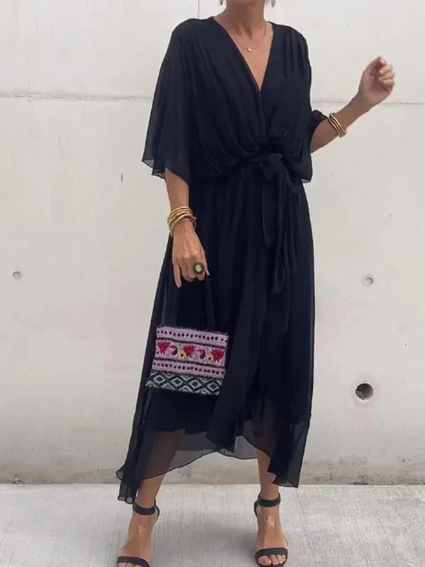 Ramilya™ | V-Neck Chiffon Dress