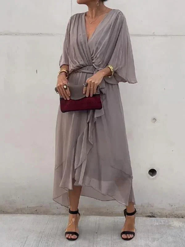 Ramilya™ | V-Neck Chiffon Dress
