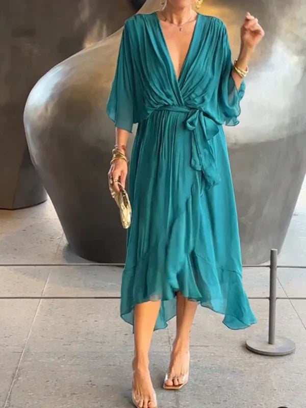 Ramilya™ | V-Neck Chiffon Dress