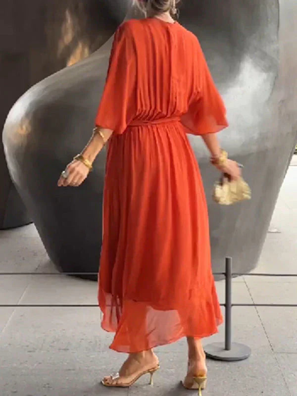 Ramilya™ | V-Neck Chiffon Dress
